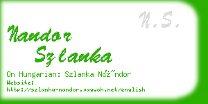 nandor szlanka business card